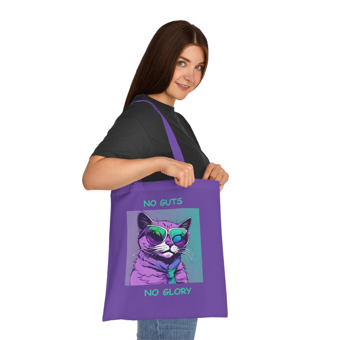 Cat Cotton Tote Cute Sassy Cat No Guts No Glory