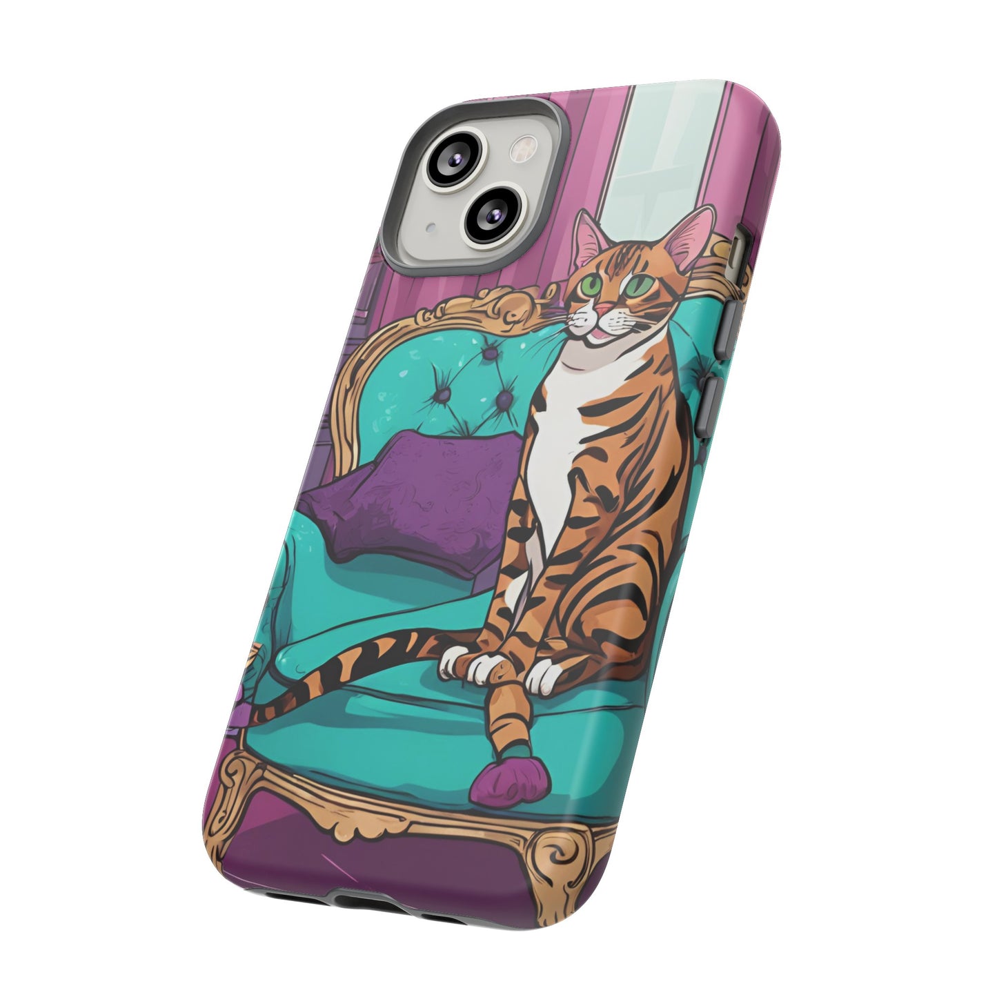 Hard Phone Case Whimsical Cat for iPhone 15, 14,13,12,11,X, Google Pixel, Samsung Galaxy, Cat Lover Gift, Gift for Her, Gift for Mom.