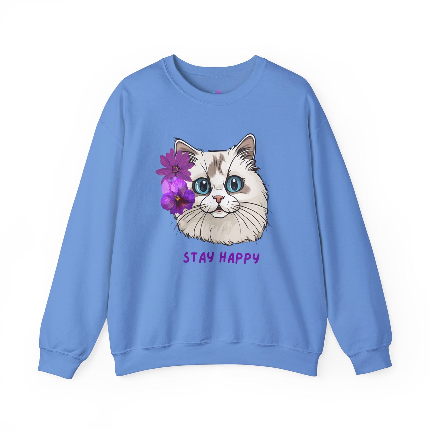 Women's Sweatshirt Cute Ragdoll Stay Happy Unisex Heavy Blend™ Crewneck Sweatshirt