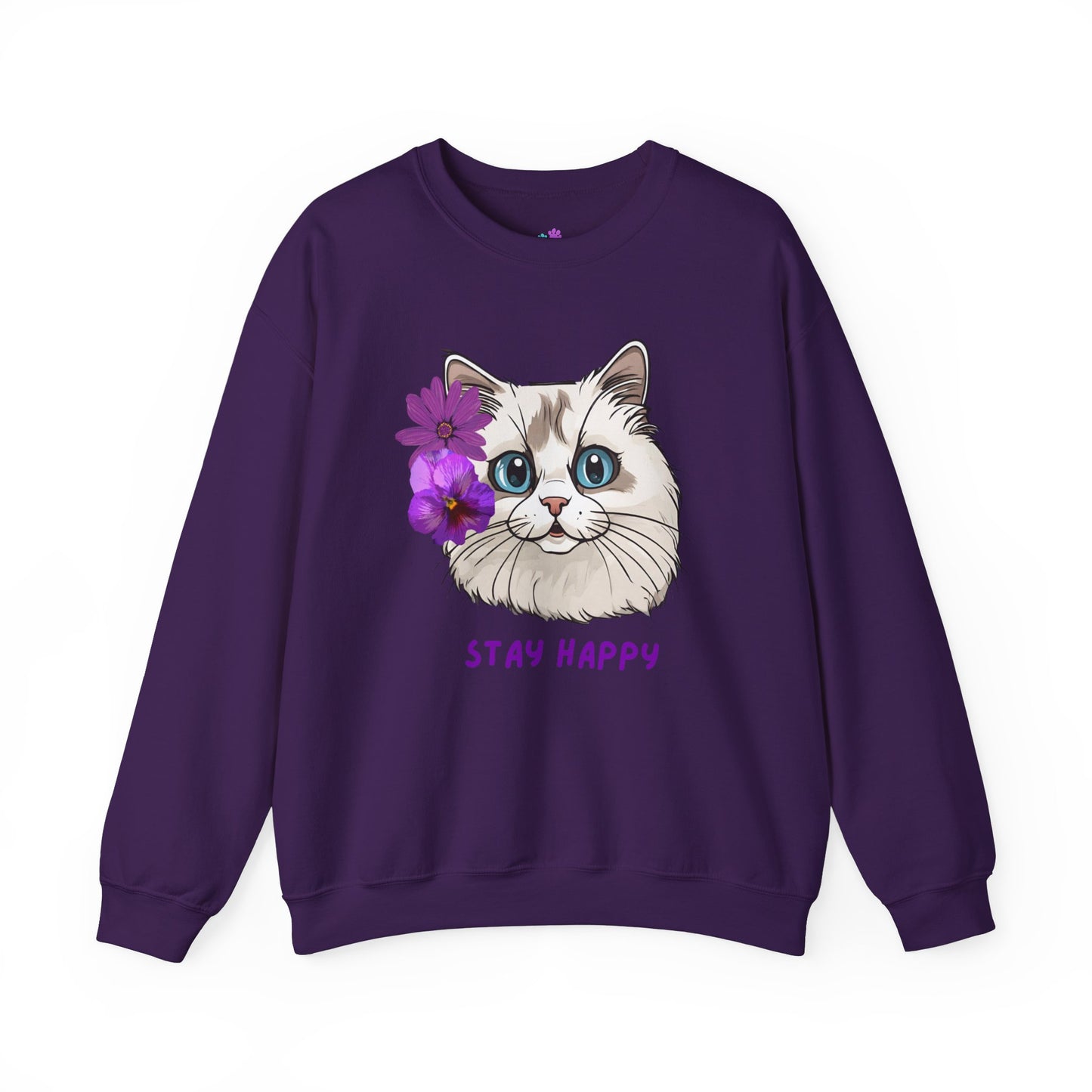 Women's Sweatshirt Cute Ragdoll Stay Happy Unisex Heavy Blend™ Crewneck Sweatshirt