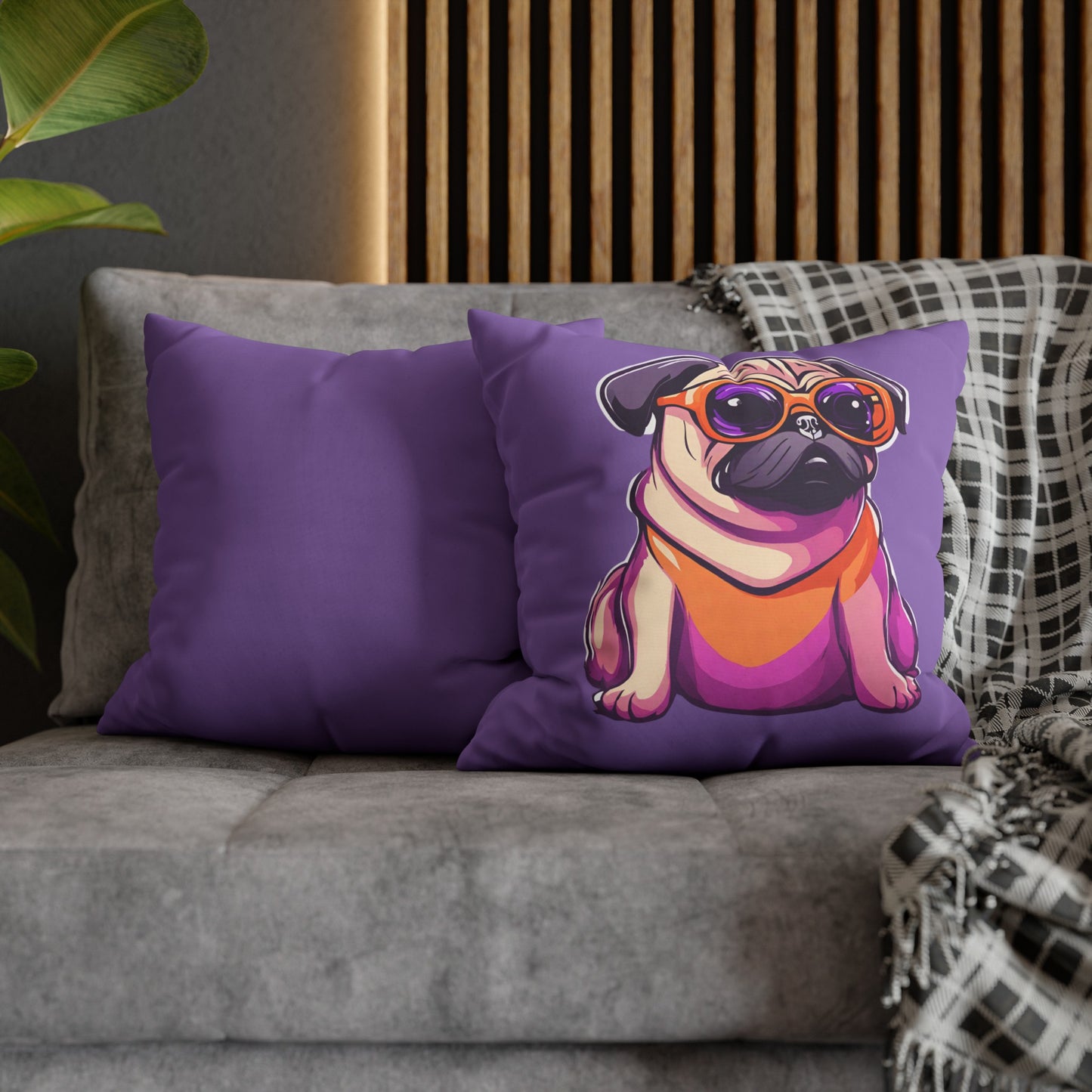 Cushion Cover  Pug Square Poly Canvas