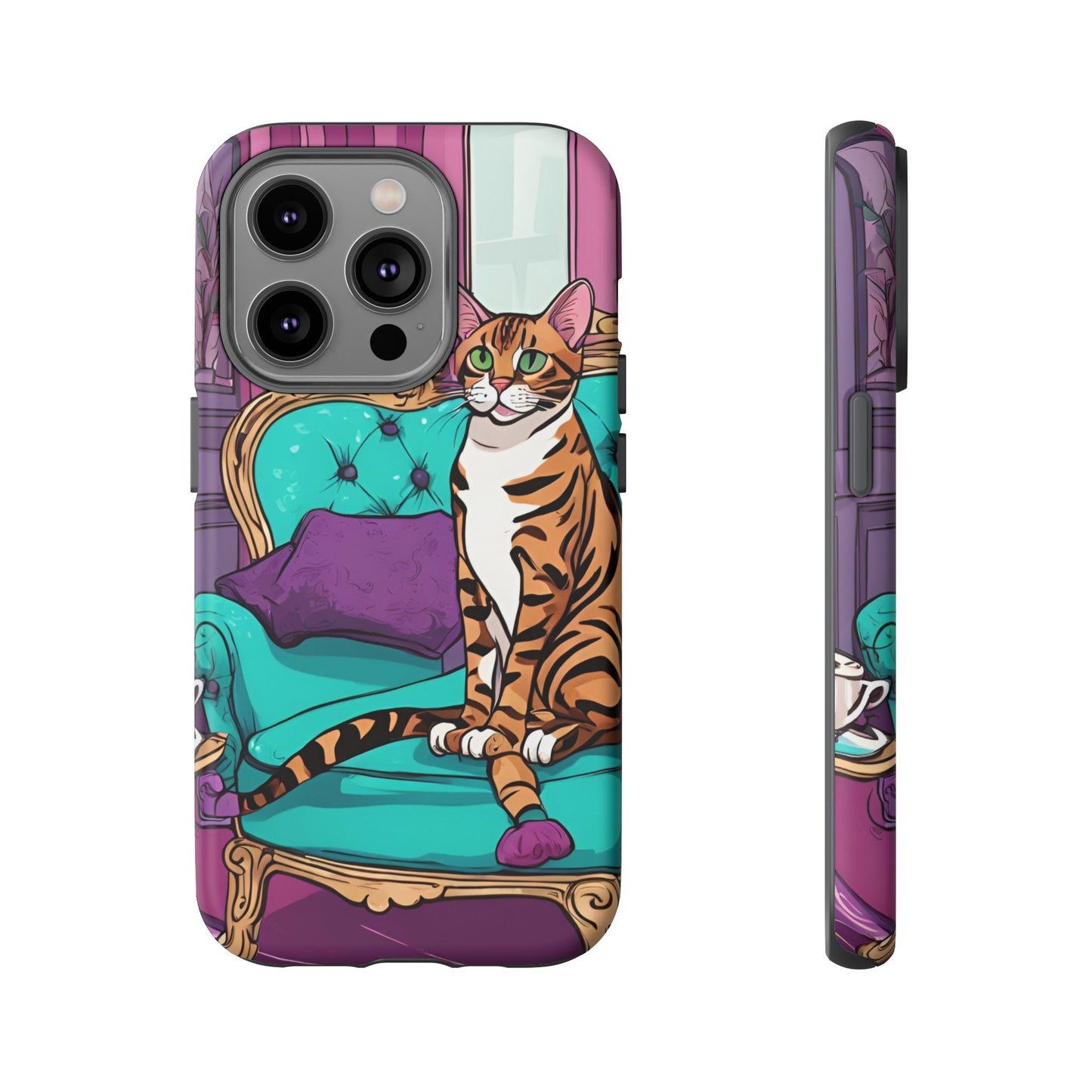 Hard Phone Case Whimsical Cat for iPhone 15, 14,13,12,11,X, Google Pixel, Samsung Galaxy, Cat Lover Gift, Gift for Her, Gift for Mom.