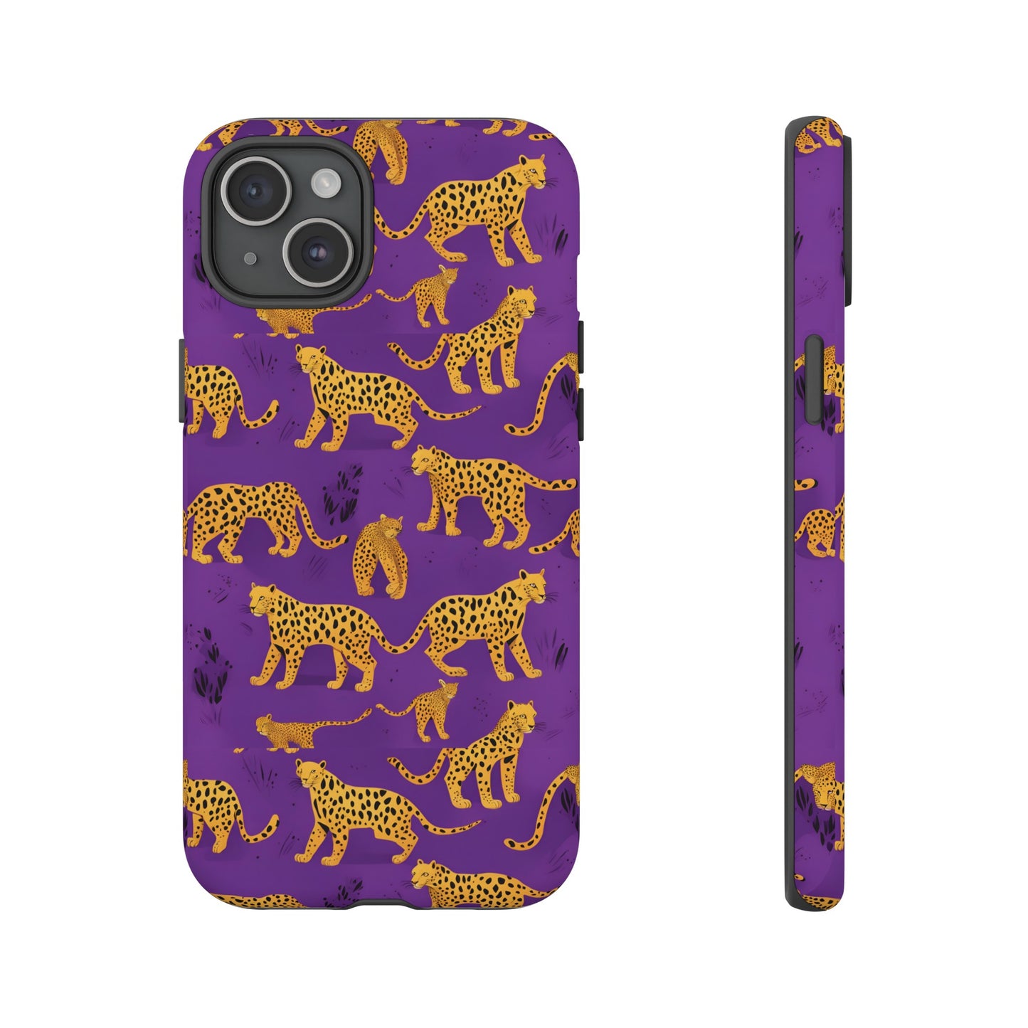 Hard Phone Case Purple Leopard, iPhone 15, 14,13,12,11,X Google Pixel, Samsung Galaxy