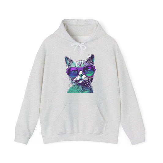 Colourful Cat Hoodie, Hoodie for Women, Women's Hoody, Cat Clothing for Women.