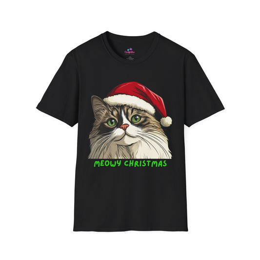 Meowy Christmas T-Shirt , Cat Christmas T-Shirt, Cat Lover Gift