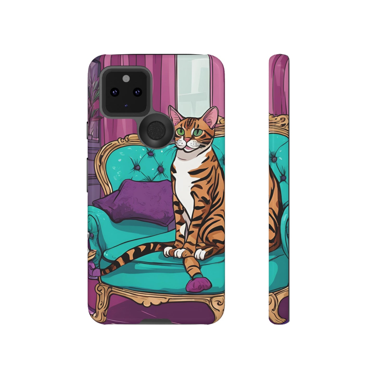 Hard Phone Case Whimsical Cat for iPhone 15, 14,13,12,11,X, Google Pixel, Samsung Galaxy, Cat Lover Gift, Gift for Her, Gift for Mom.