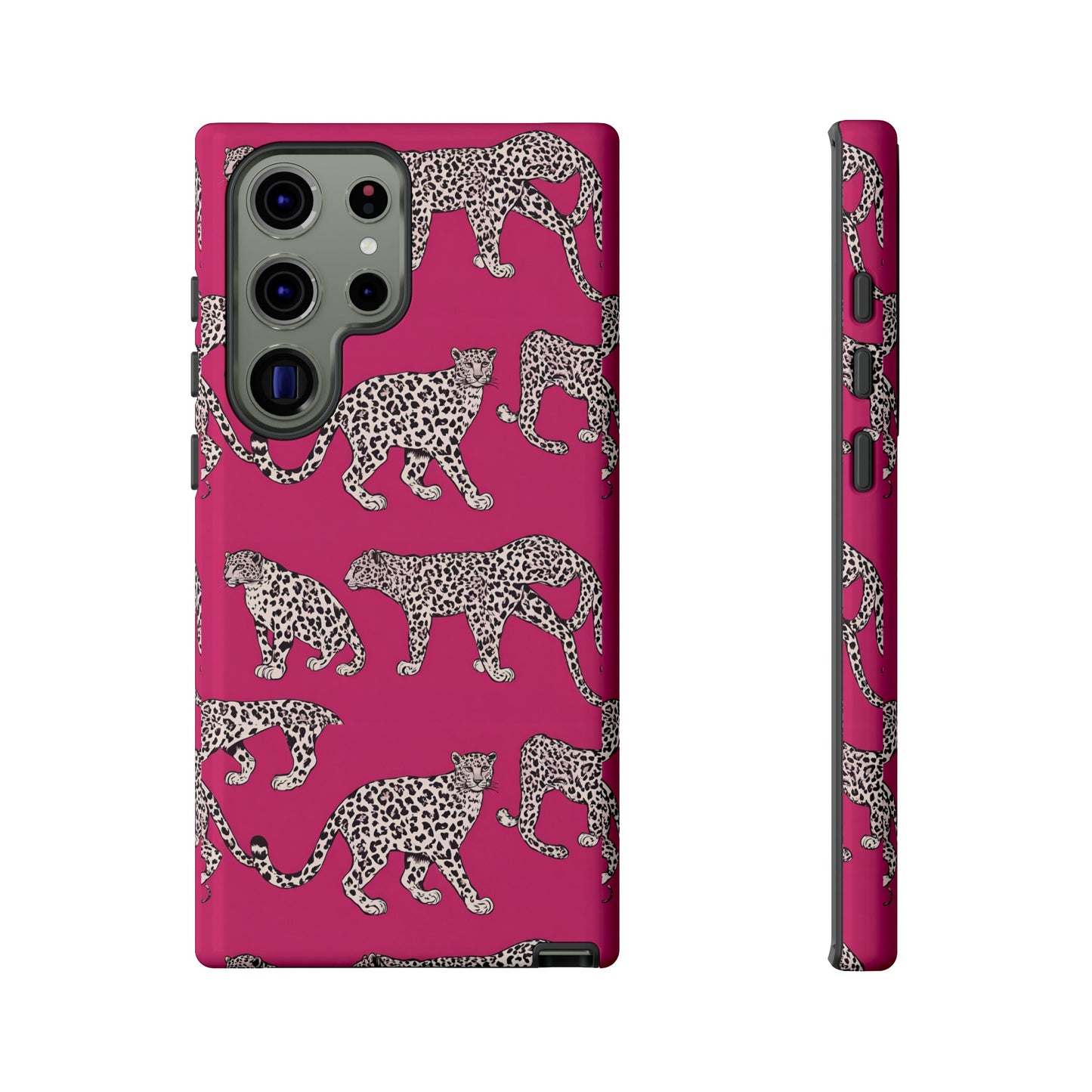 Leopard Pink Hard Phone Case for iPhone, 15, 14,13,12,11,X Google Pixel, Samsung Galaxy Phone. Cat Lover Gift, Gift for Her.