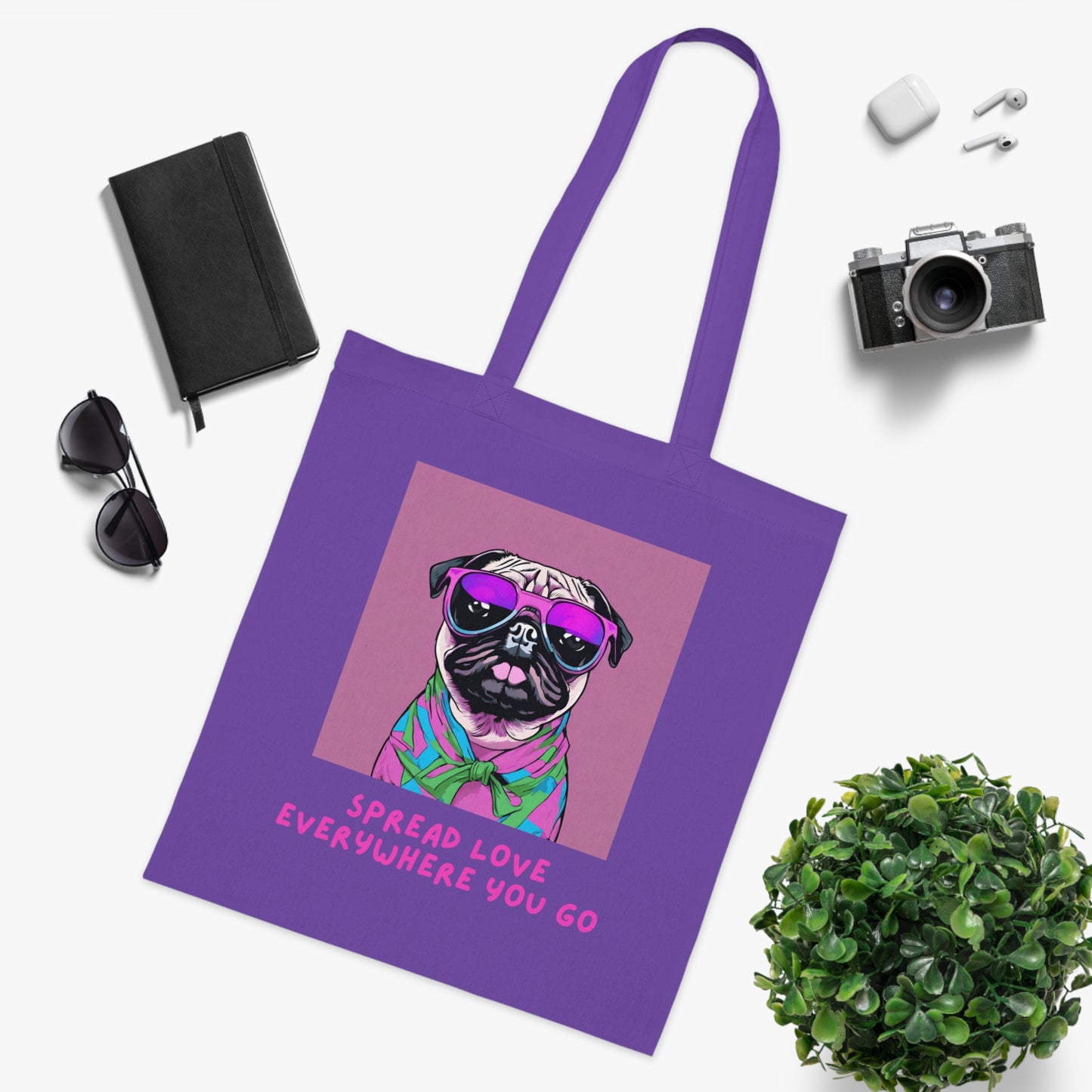 Cotton Tote Cute Pug Spread Lover Wherever You Go