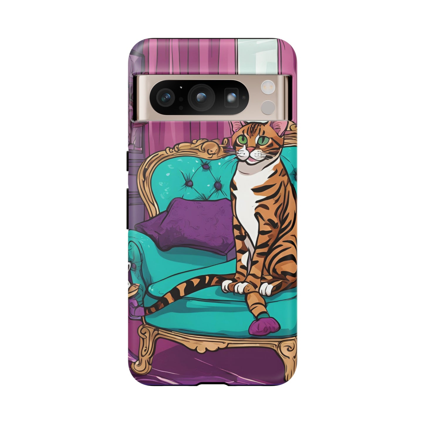 Hard Phone Case Whimsical Cat for iPhone 15, 14,13,12,11,X, Google Pixel, Samsung Galaxy, Cat Lover Gift, Gift for Her, Gift for Mom.