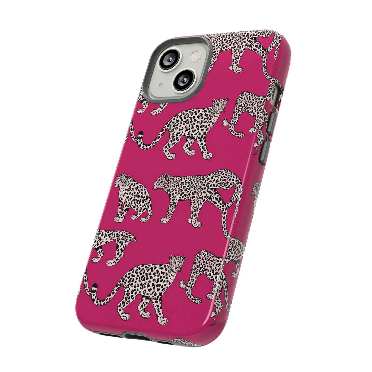 Leopard Pink Hard Phone Case for iPhone, 15, 14,13,12,11,X Google Pixel, Samsung Galaxy Phone. Cat Lover Gift, Gift for Her.