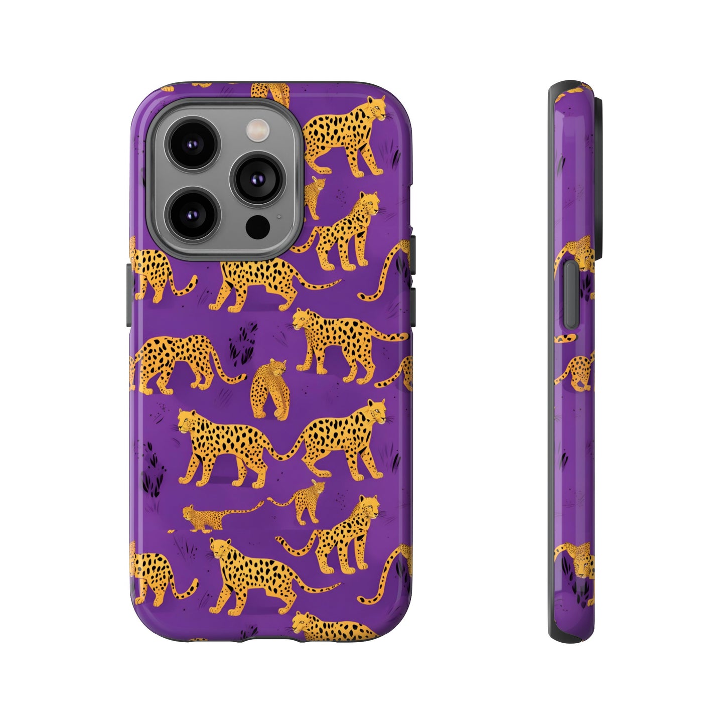 Hard Phone Case Purple Leopard, iPhone 15, 14,13,12,11,X Google Pixel, Samsung Galaxy