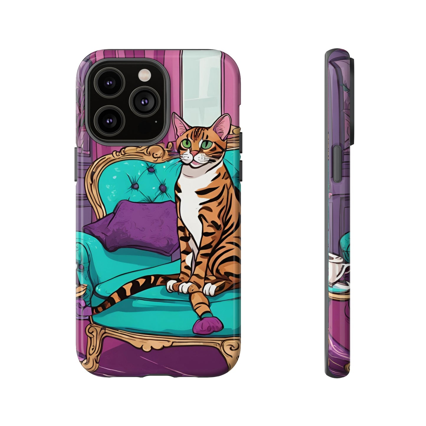 Hard Phone Case Whimsical Cat for iPhone 15, 14,13,12,11,X, Google Pixel, Samsung Galaxy, Cat Lover Gift, Gift for Her, Gift for Mom.