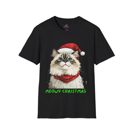 Meowy Christmas Ragdoll Cat T-Shirt, Cat Lover Gift, Ragdoll Lover Gift.  Available as Sweatshirt by Request.