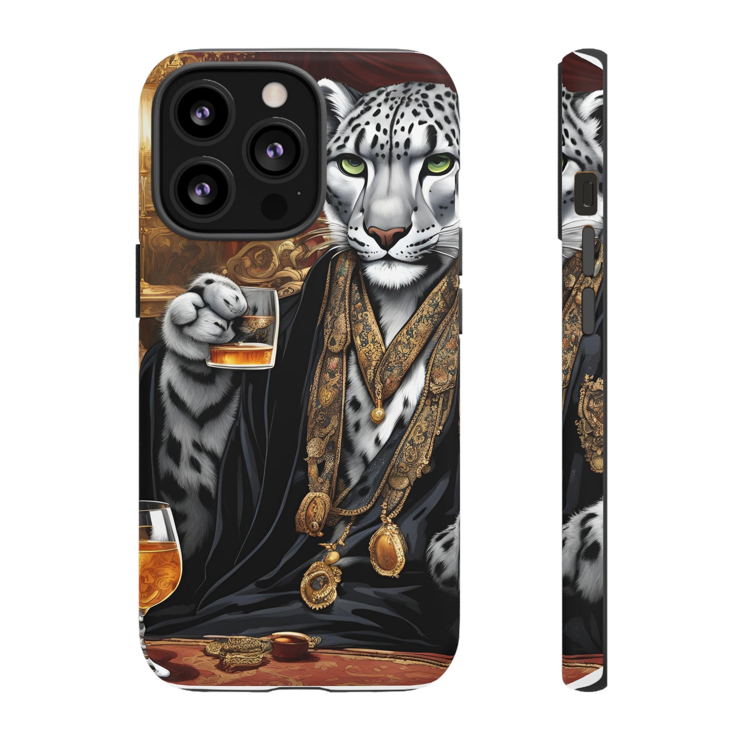 Hard Phone Case Whimsical Leopard Cat Phone Case, iPhone 15 14 13 , Samsung Galaxy Pixel Case,Cat Lover Gift, Gift for him,Gift for her