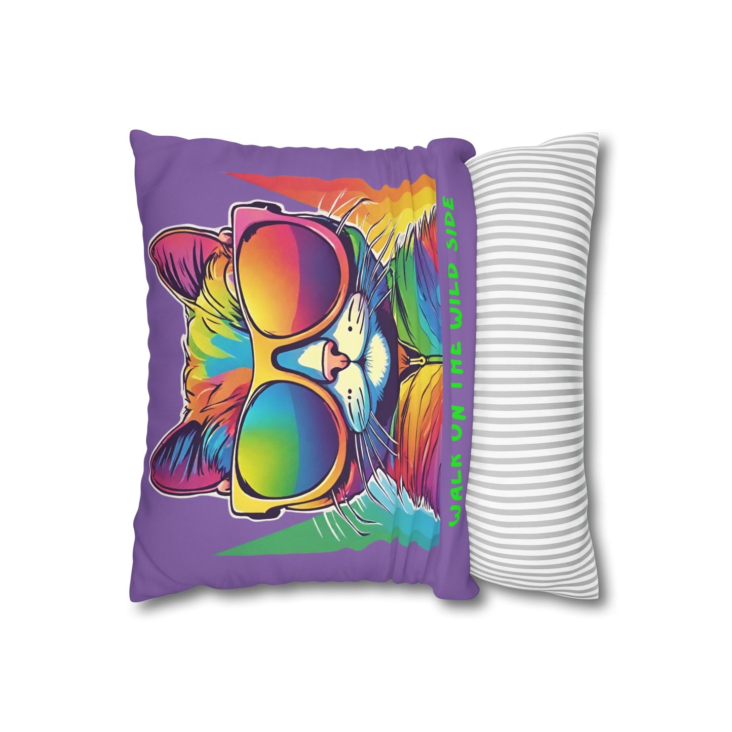 Cushion Cover Cute Cat Colourful Square Poly Canvas