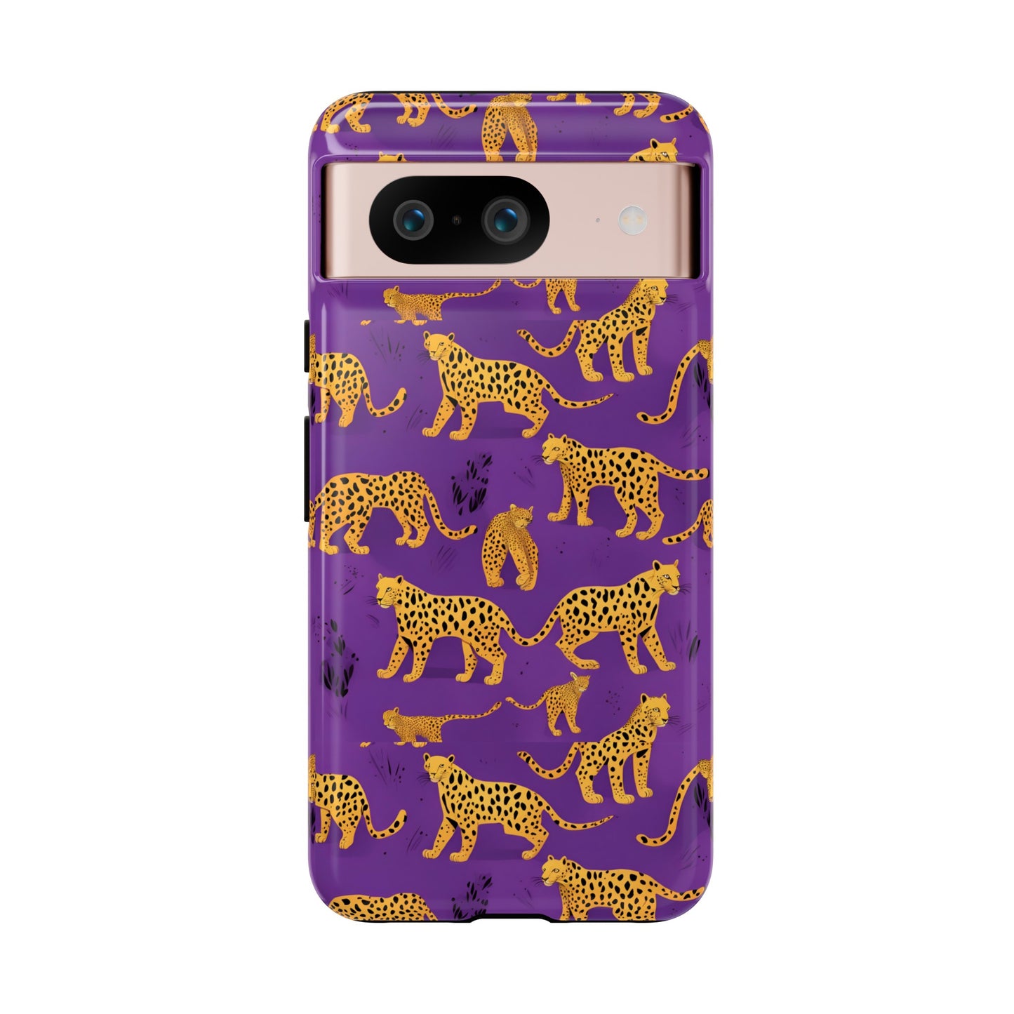 Hard Phone Case Purple Leopard, iPhone 15, 14,13,12,11,X Google Pixel, Samsung Galaxy