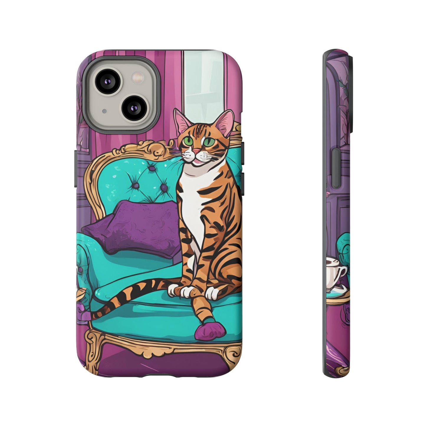 Hard Phone Case Whimsical Cat for iPhone 15, 14,13,12,11,X, Google Pixel, Samsung Galaxy, Cat Lover Gift, Gift for Her, Gift for Mom.