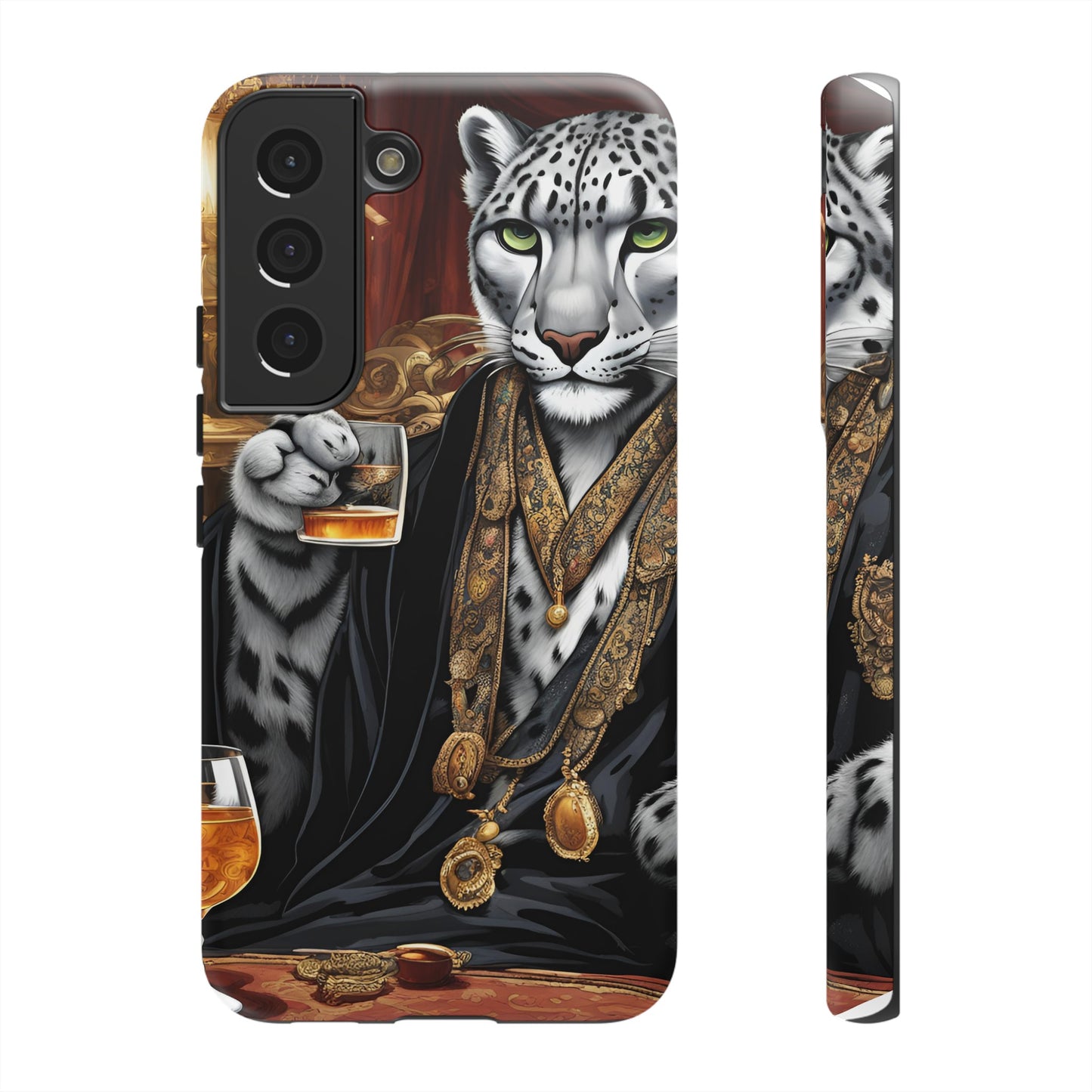 Hard Phone Case Whimsical Leopard Cat Phone Case, iPhone 15 14 13 , Samsung Galaxy Pixel Case,Cat Lover Gift, Gift for him,Gift for her