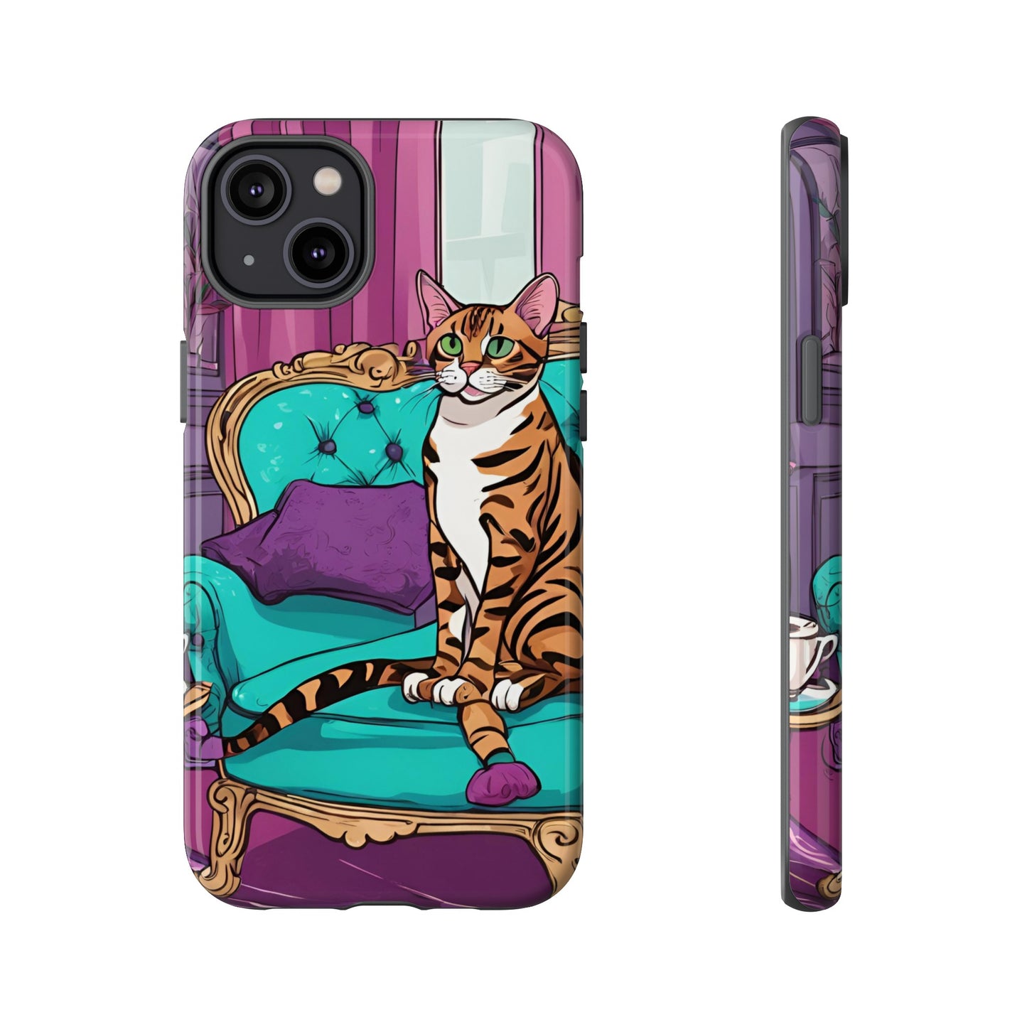 Hard Phone Case Whimsical Cat for iPhone 15, 14,13,12,11,X, Google Pixel, Samsung Galaxy, Cat Lover Gift, Gift for Her, Gift for Mom.