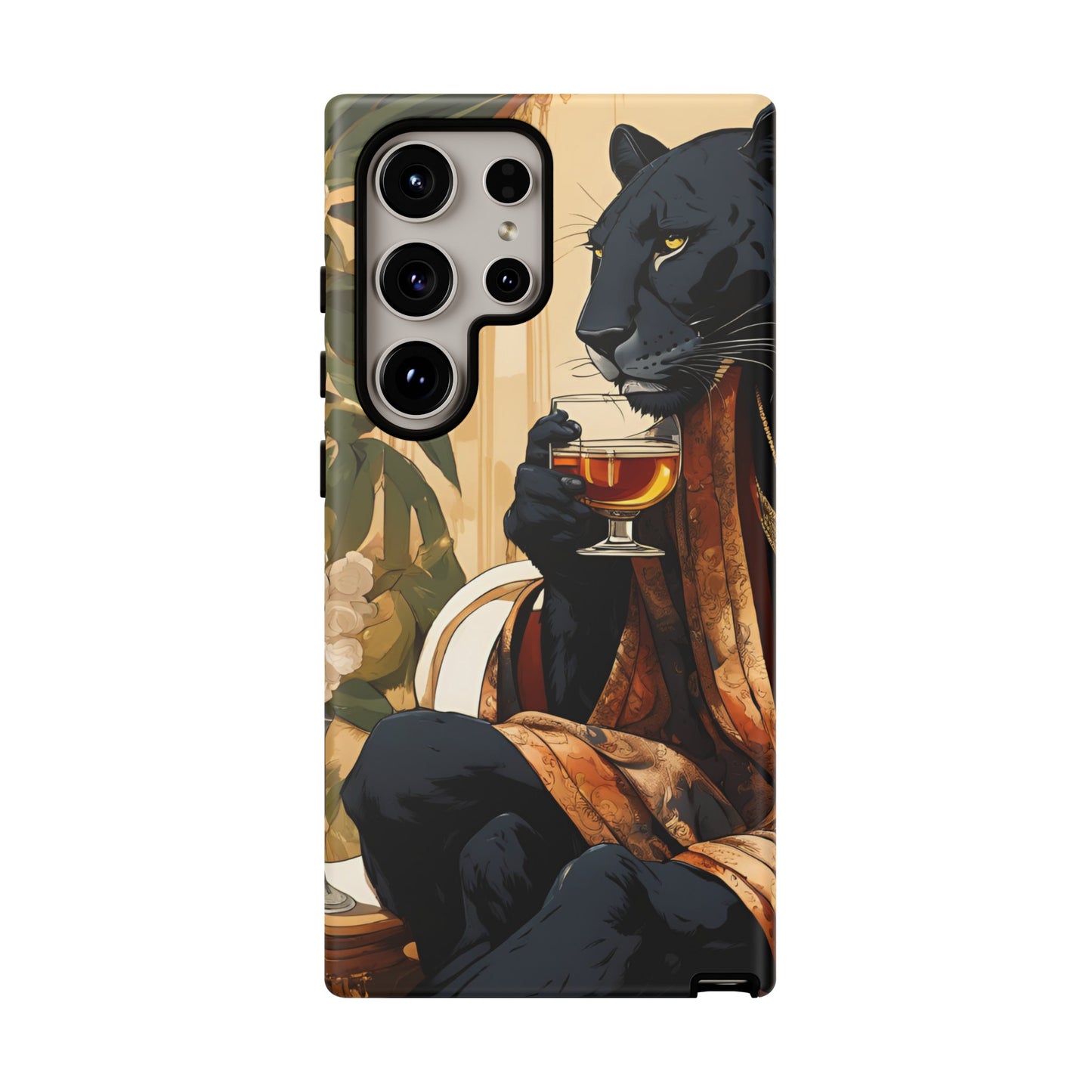 Hard Phone Case Whimsical Leopard Cat Phone Case, iPhone, Google Pixel, Samsung Galaxy Pixel, Cat Lover Gift, Gift for Him, Gift for Her