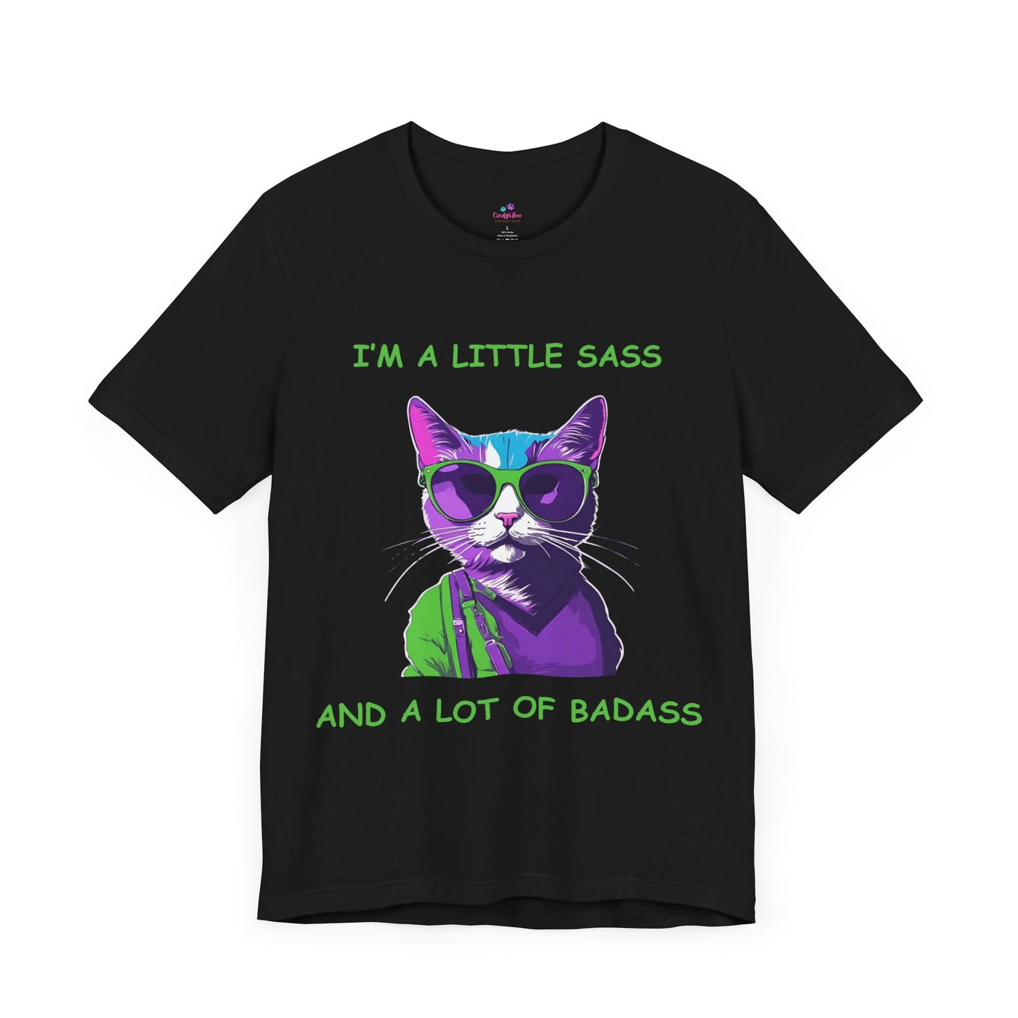 Cat T-Shirt ,I'm a Little Sass and a Lot of Badass Cotton Short Sleeve