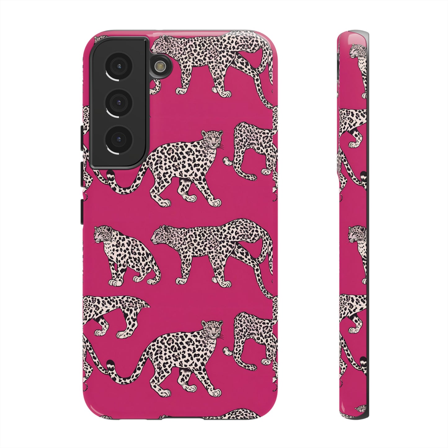 Leopard Pink Hard Phone Case for iPhone, 15, 14,13,12,11,X Google Pixel, Samsung Galaxy Phone. Cat Lover Gift, Gift for Her.