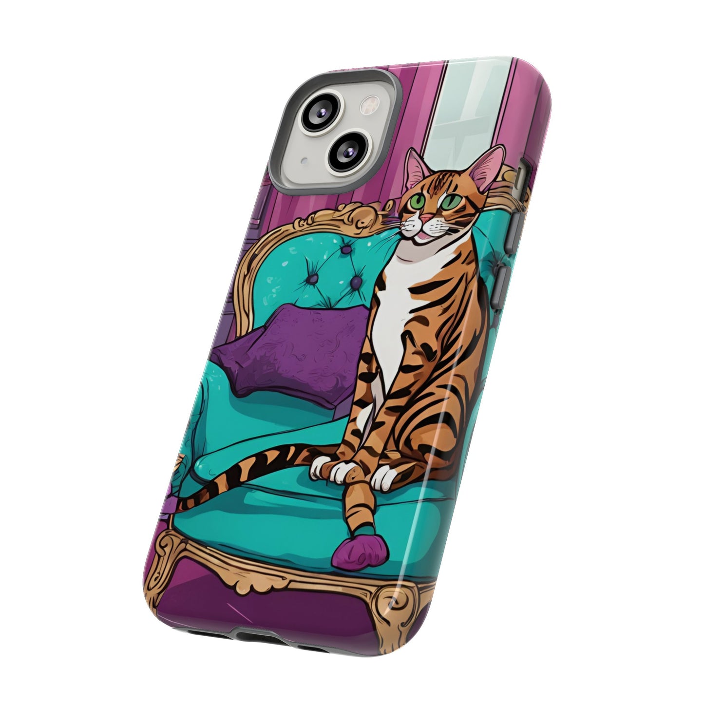 Hard Phone Case Whimsical Cat for iPhone 15, 14,13,12,11,X, Google Pixel, Samsung Galaxy, Cat Lover Gift, Gift for Her, Gift for Mom.