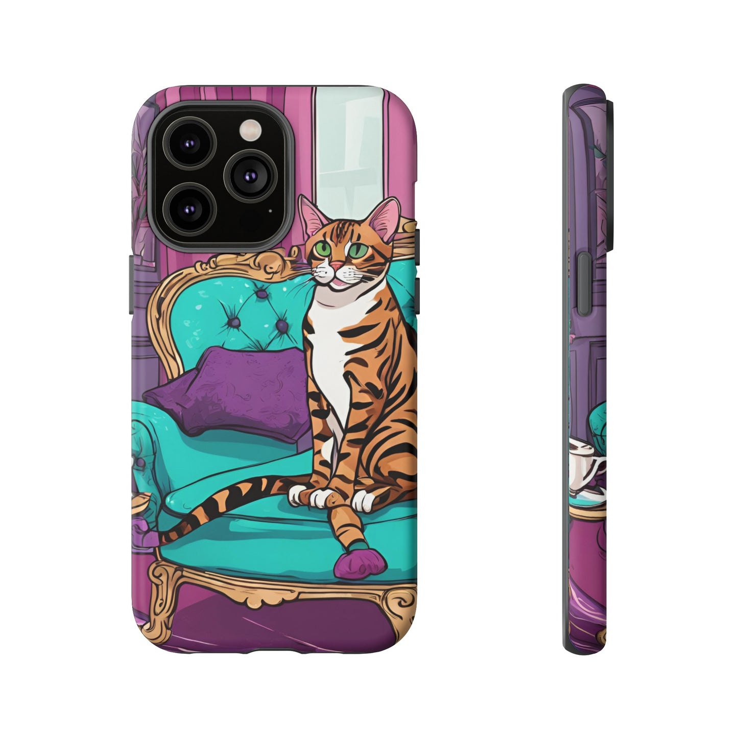 Hard Phone Case Whimsical Cat for iPhone 15, 14,13,12,11,X, Google Pixel, Samsung Galaxy, Cat Lover Gift, Gift for Her, Gift for Mom.