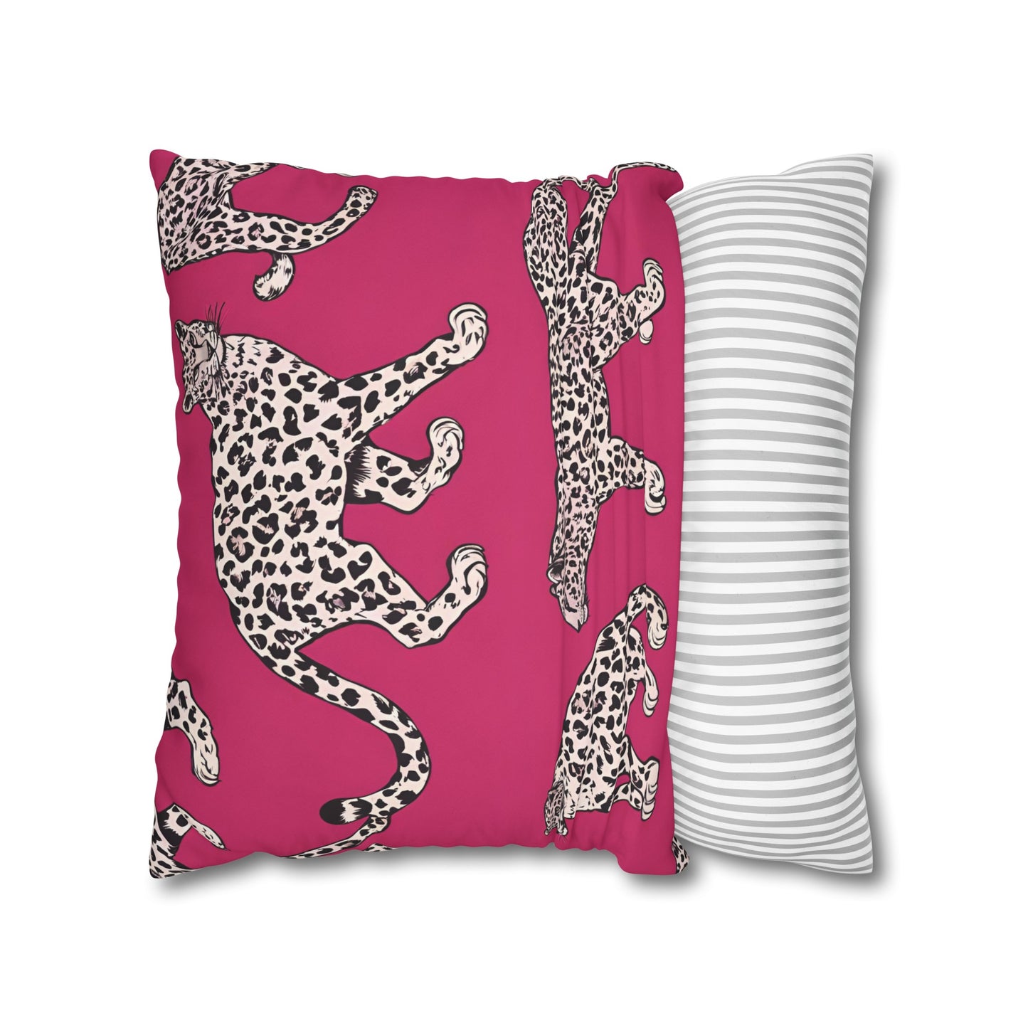 Leopard Pink Cushion Cover, Cat Lover Gift, Home Decor, Gift for Her, Gift for Mom, Birthday Gift, Animal Lover Gift