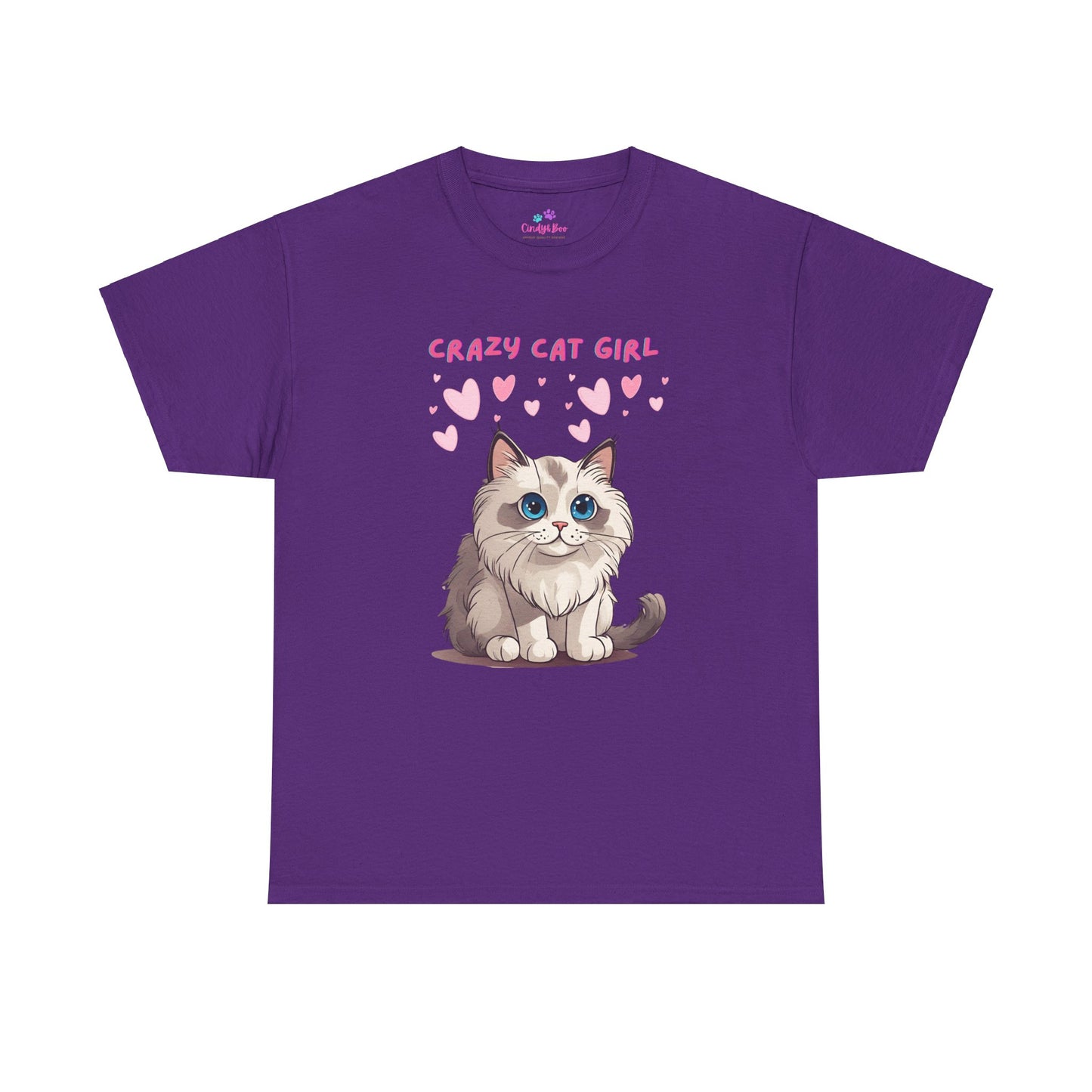 Crazy Cat Girl Women's T-Shirt  Cotton Short Sleeve