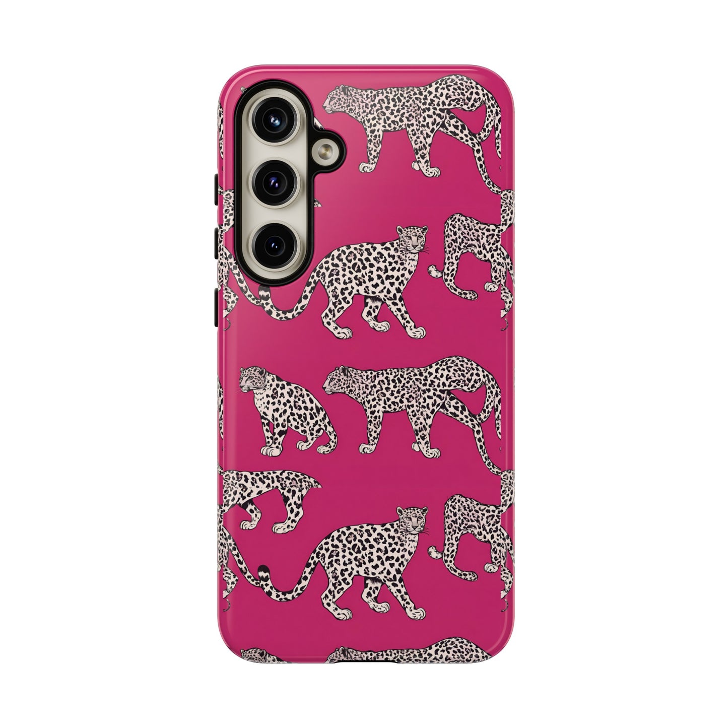 Leopard Pink Hard Phone Case for iPhone, 15, 14,13,12,11,X Google Pixel, Samsung Galaxy Phone. Cat Lover Gift, Gift for Her.