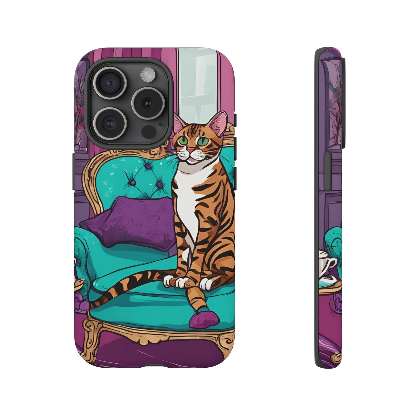 Hard Phone Case Whimsical Cat for iPhone 15, 14,13,12,11,X, Google Pixel, Samsung Galaxy, Cat Lover Gift, Gift for Her, Gift for Mom.