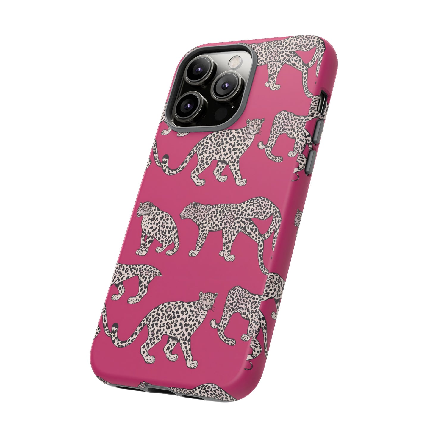 Leopard Pink Hard Phone Case for iPhone, 15, 14,13,12,11,X Google Pixel, Samsung Galaxy Phone. Cat Lover Gift, Gift for Her.