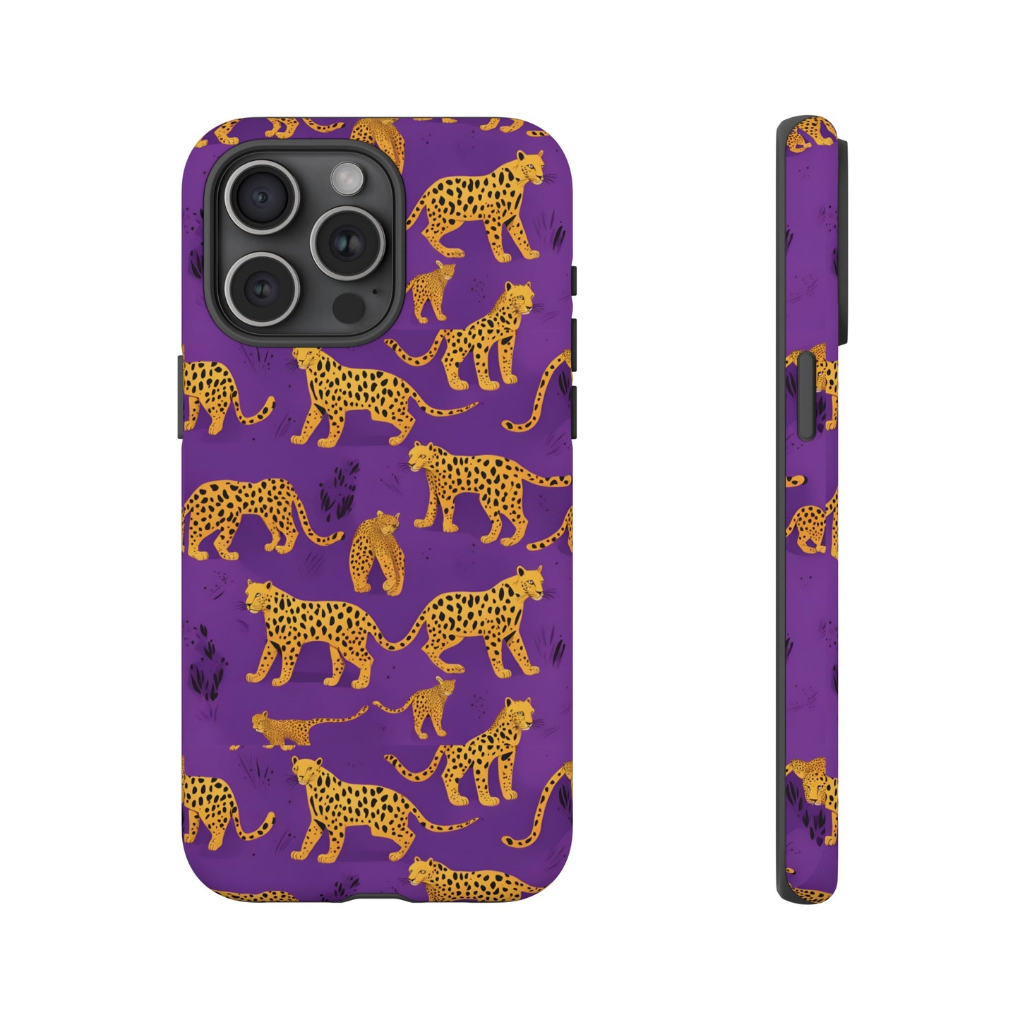 Hard Phone Case Purple Leopard, iPhone 15, 14,13,12,11,X Google Pixel, Samsung Galaxy