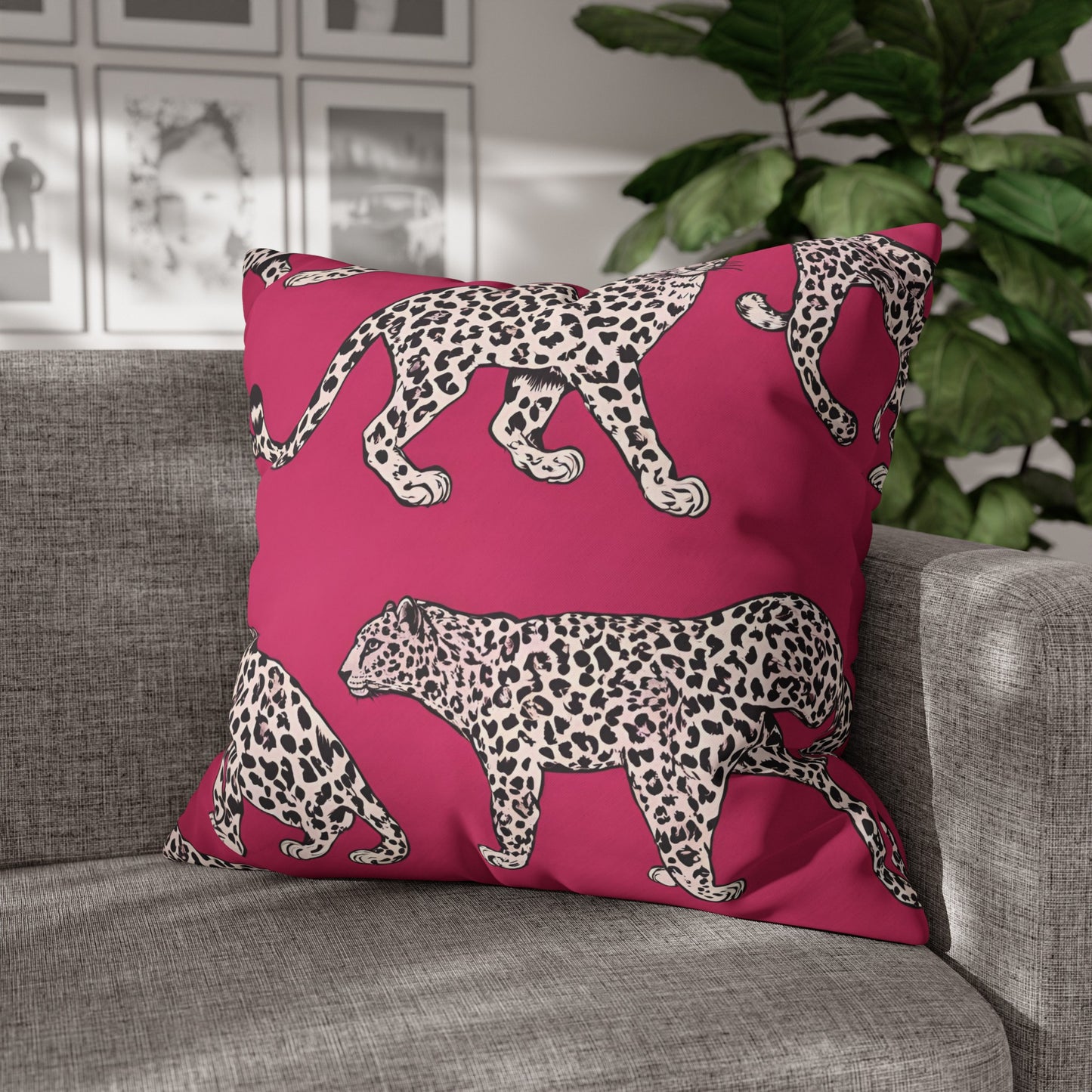 Leopard Pink Cushion Cover, Cat Lover Gift, Home Decor, Gift for Her, Gift for Mom, Birthday Gift, Animal Lover Gift