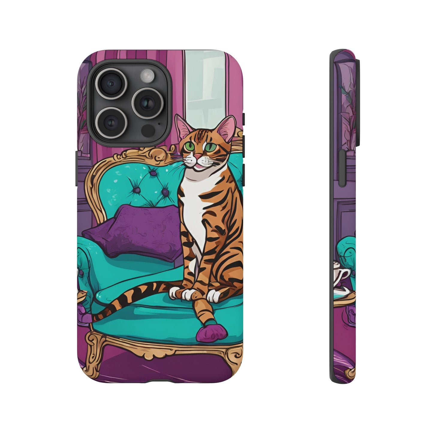 Hard Phone Case Whimsical Cat for iPhone 15, 14,13,12,11,X, Google Pixel, Samsung Galaxy, Cat Lover Gift, Gift for Her, Gift for Mom.