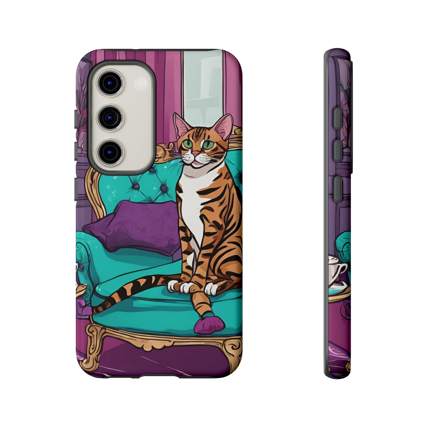 Hard Phone Case Whimsical Cat for iPhone 15, 14,13,12,11,X, Google Pixel, Samsung Galaxy, Cat Lover Gift, Gift for Her, Gift for Mom.