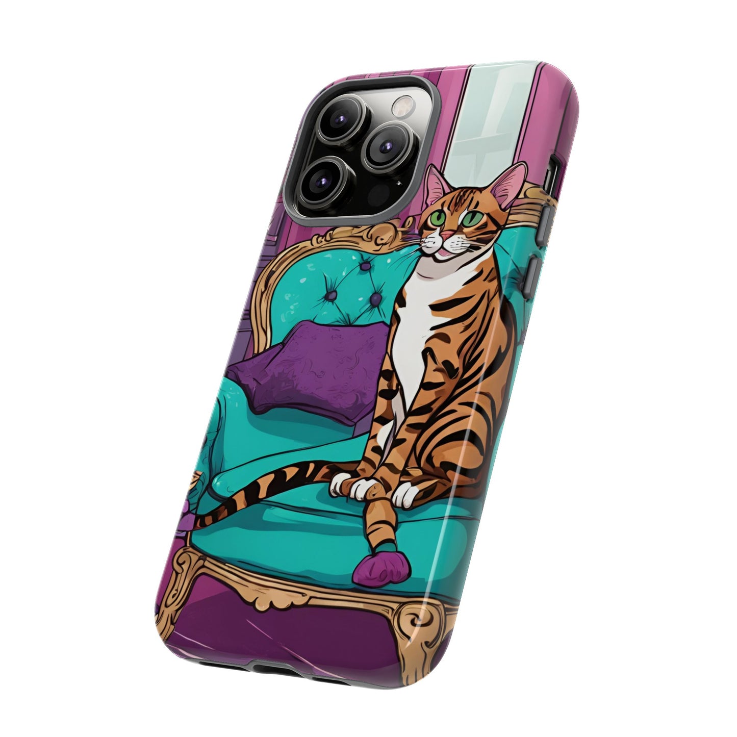 Hard Phone Case Whimsical Cat for iPhone 15, 14,13,12,11,X, Google Pixel, Samsung Galaxy, Cat Lover Gift, Gift for Her, Gift for Mom.