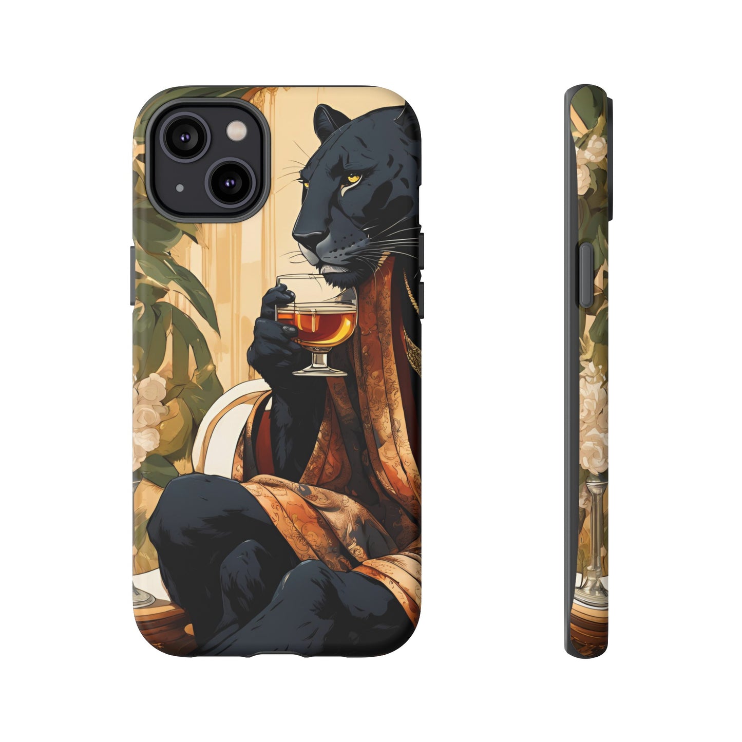 Hard Phone Case Whimsical Leopard Cat Phone Case, iPhone, Google Pixel, Samsung Galaxy Pixel, Cat Lover Gift, Gift for Him, Gift for Her