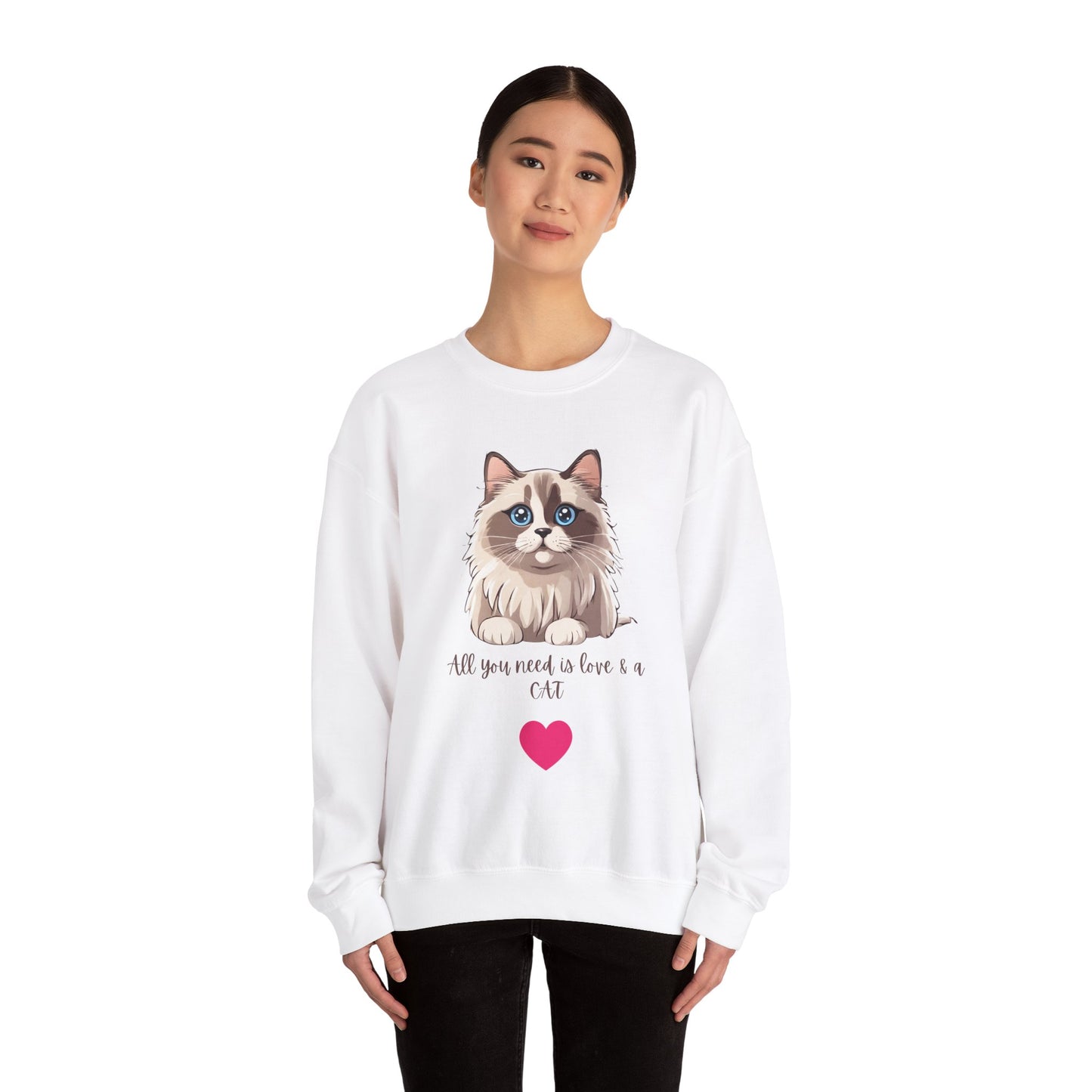 Women's Sweatshirt, Cute Ragdoll Cat Lover Unisex Heavy Blend™ Crewneck Sweatshirt