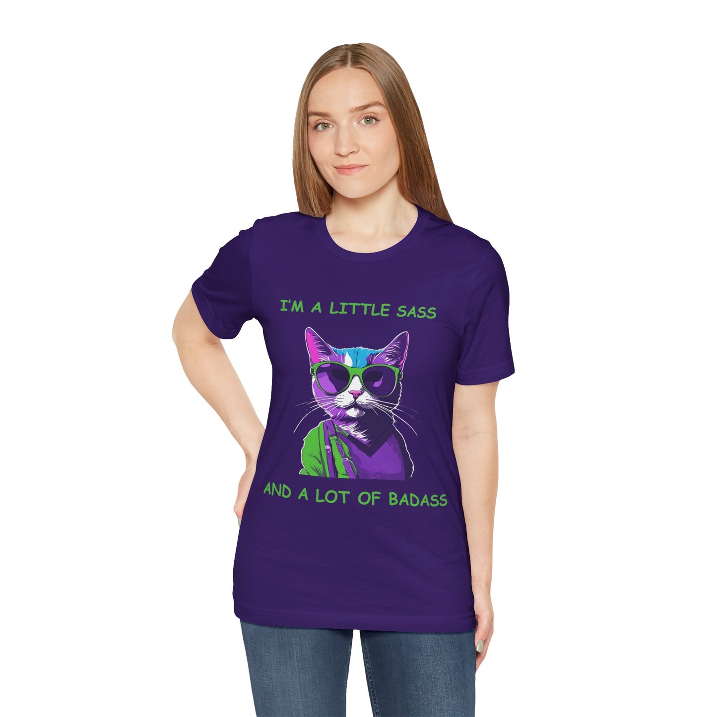 Cat T-Shirt ,I'm a Little Sass and a Lot of Badass Cotton Short Sleeve