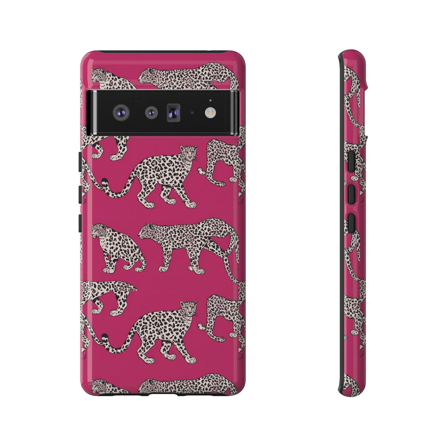 Leopard Pink Hard Phone Case for iPhone, 15, 14,13,12,11,X Google Pixel, Samsung Galaxy Phone. Cat Lover Gift, Gift for Her.