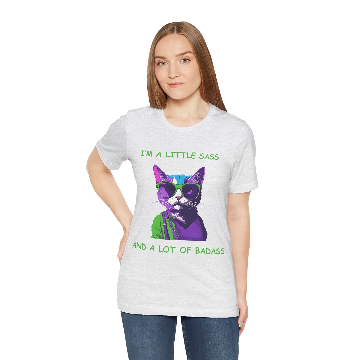 Cat T-Shirt ,I'm a Little Sass and a Lot of Badass Cotton Short Sleeve