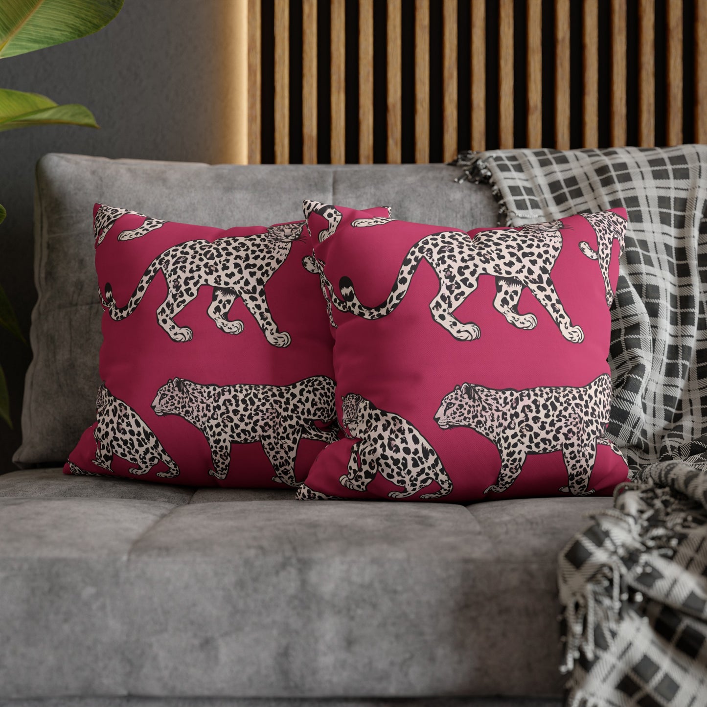 Leopard Pink Cushion Cover, Cat Lover Gift, Home Decor, Gift for Her, Gift for Mom, Birthday Gift, Animal Lover Gift