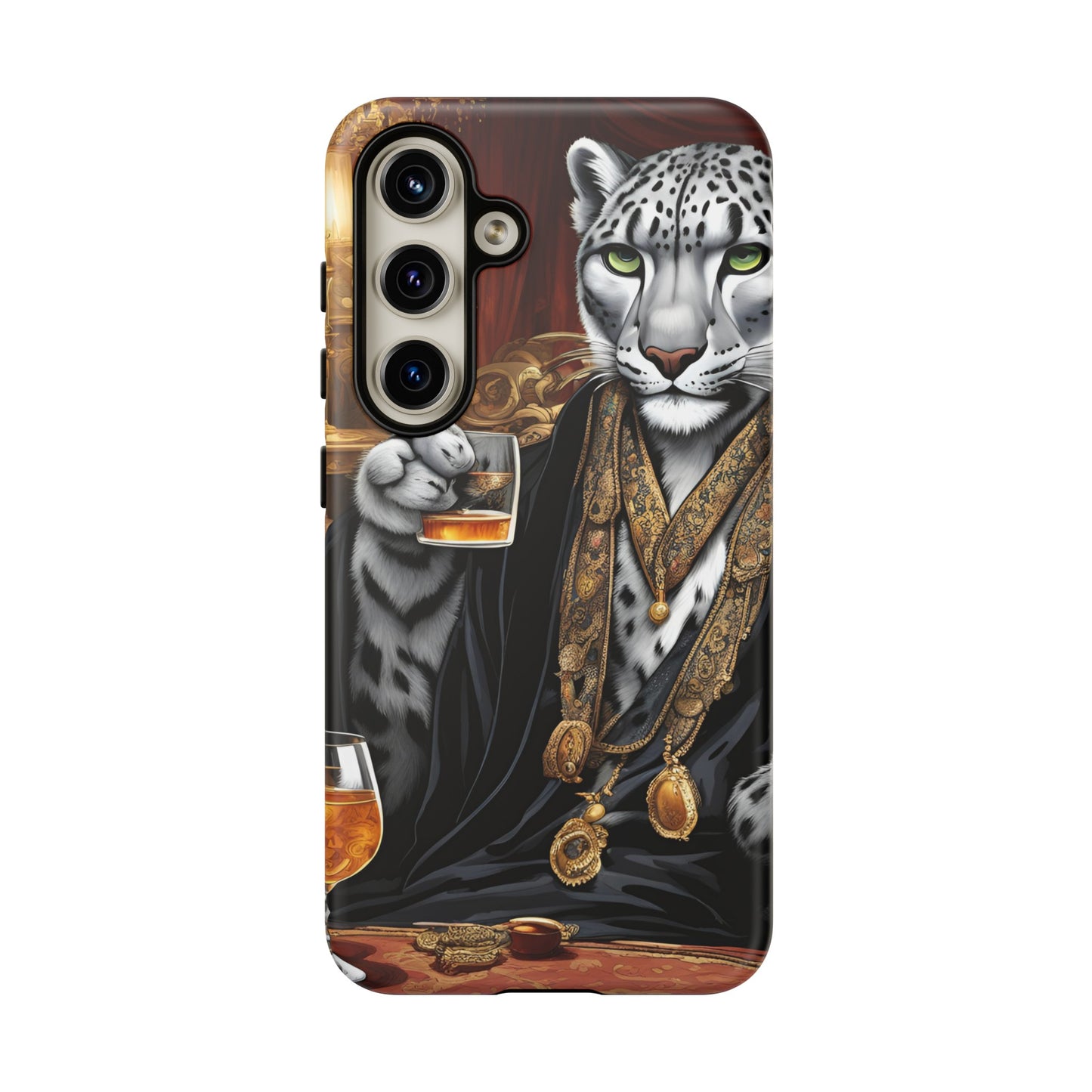 Hard Phone Case Whimsical Leopard Cat Phone Case, iPhone 15 14 13 , Samsung Galaxy Pixel Case,Cat Lover Gift, Gift for him,Gift for her