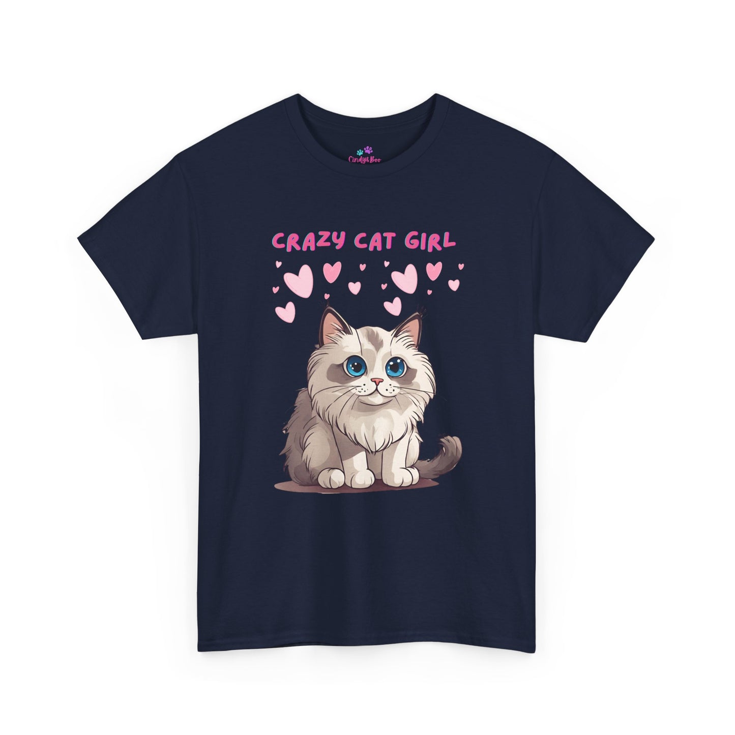 Crazy Cat Girl Women's T-Shirt  Cotton Short Sleeve