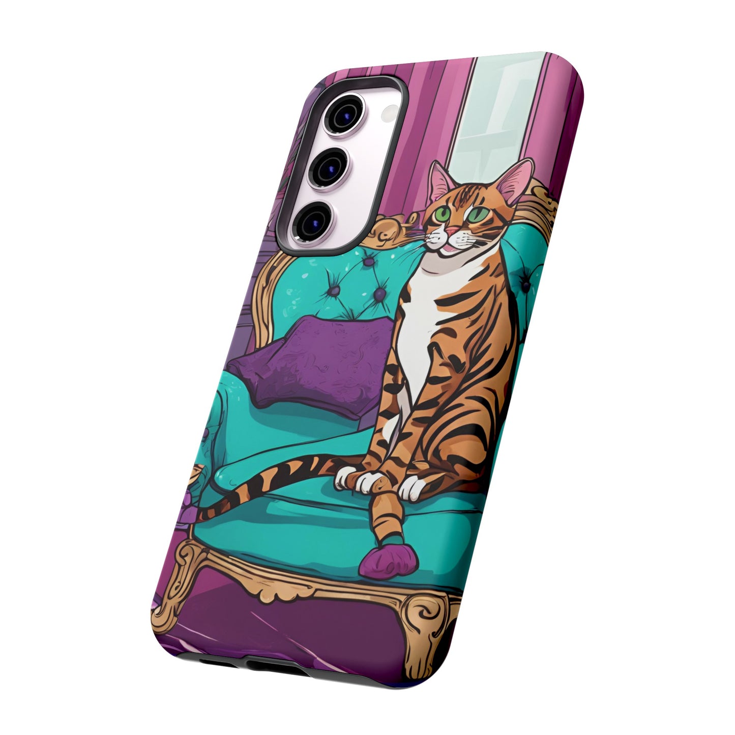 Hard Phone Case Whimsical Cat for iPhone 15, 14,13,12,11,X, Google Pixel, Samsung Galaxy, Cat Lover Gift, Gift for Her, Gift for Mom.