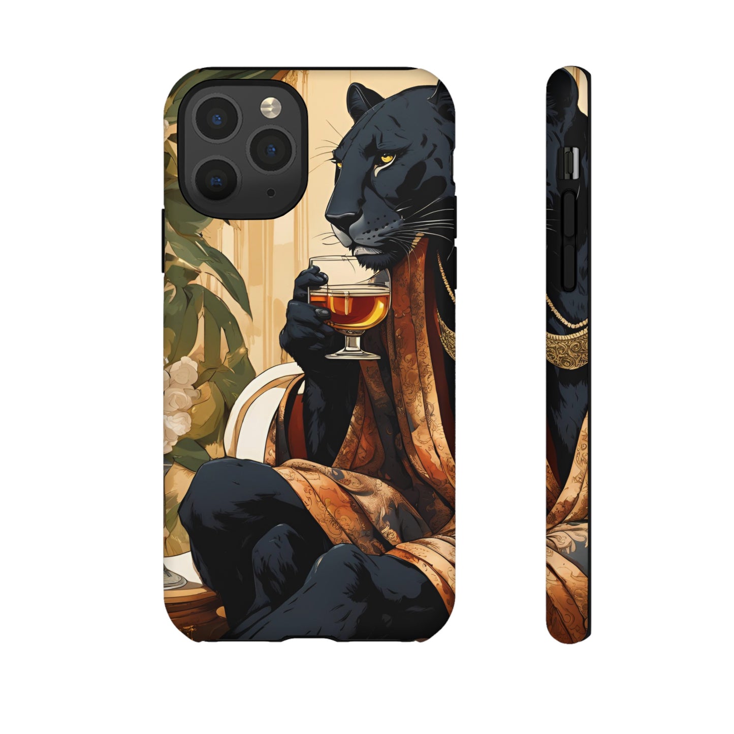 Hard Phone Case Whimsical Leopard Cat Phone Case, iPhone, Google Pixel, Samsung Galaxy Pixel, Cat Lover Gift, Gift for Him, Gift for Her