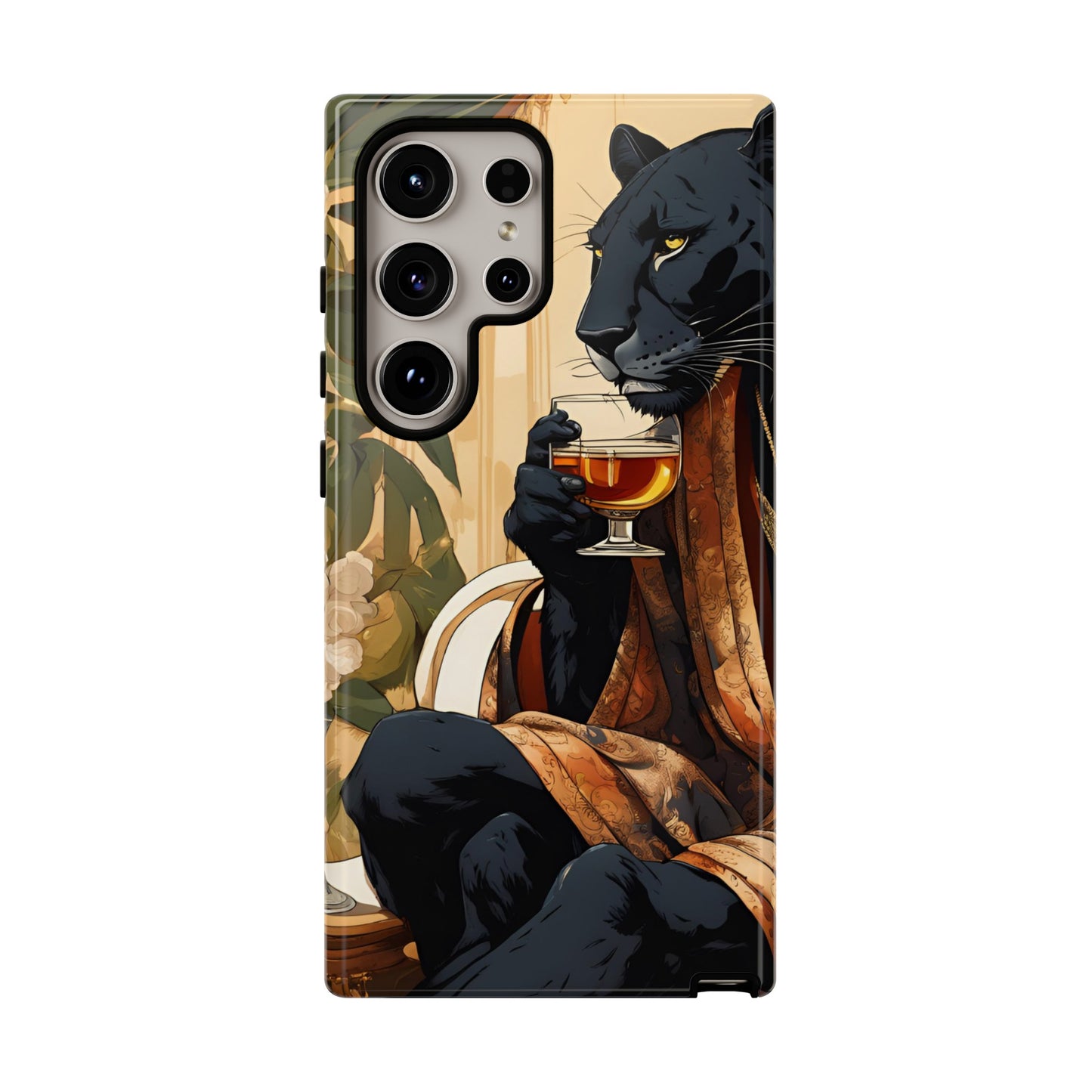 Hard Phone Case Whimsical Leopard Cat Phone Case, iPhone, Google Pixel, Samsung Galaxy Pixel, Cat Lover Gift, Gift for Him, Gift for Her