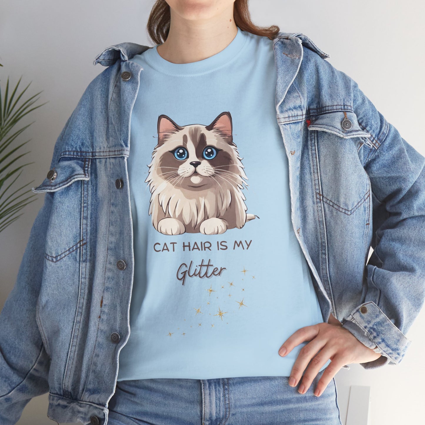 Cat T-Shirt, Hair is My Glitter Ragdoll Unisex Jersey Short Sleeve Cat T-Shirt